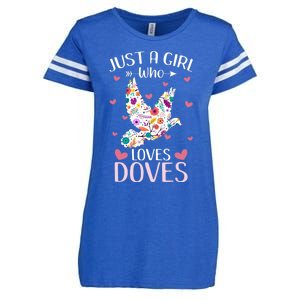 Just A Girl Who Loves Doves Cute Dove Lover Girl Enza Ladies Jersey Football T-Shirt