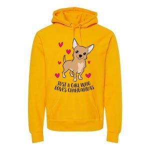 Just A Girl Who Loves Chihuahuas Cute Chihuahua Girl Gift Premium Hoodie