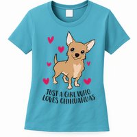 Just A Girl Who Loves Chihuahuas Cute Chihuahua Girl Gift Womens T-Shirt