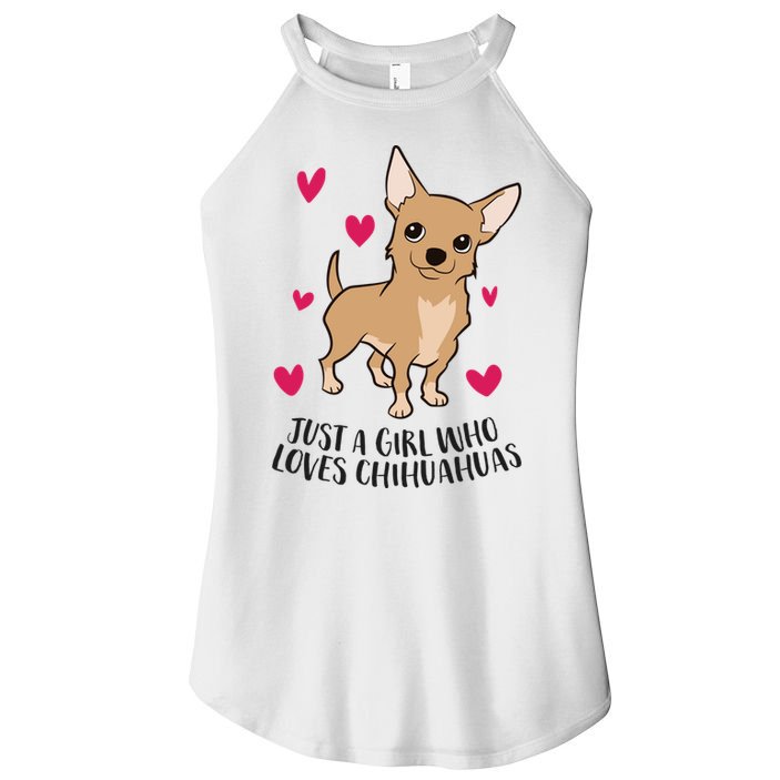 Just A Girl Who Loves Chihuahuas Cute Chihuahua Girl Gift Women's Perfect Tri Rocker Tank