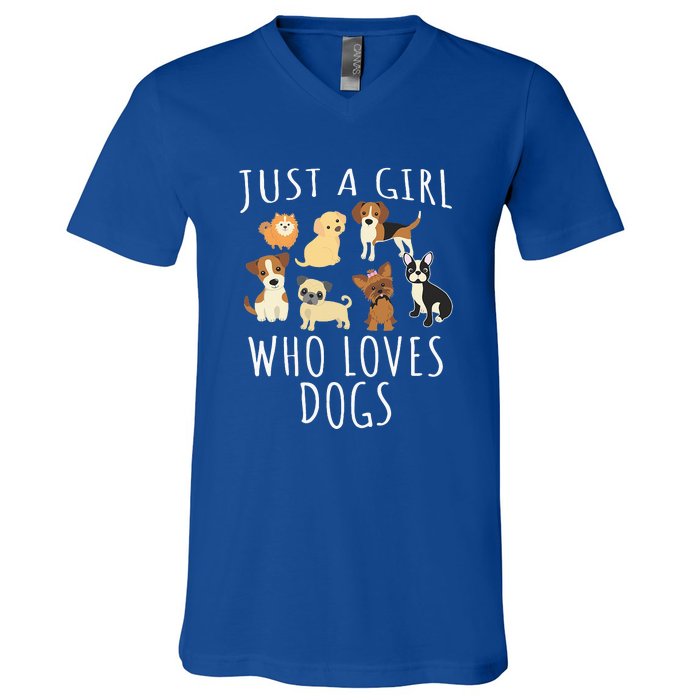 Just A Girl Who Loves Dogs V-Neck T-Shirt