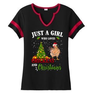 Just A Girl Who Loves Chickens And Christmas Ladies Halftime Notch Neck Tee