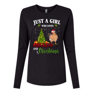 Just A Girl Who Loves Chickens And Christmas Womens Cotton Relaxed Long Sleeve T-Shirt