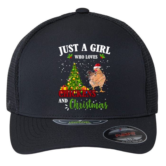 Just A Girl Who Loves Chickens And Christmas Flexfit Unipanel Trucker Cap