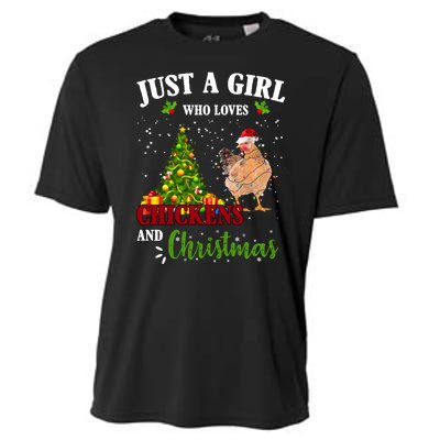 Just A Girl Who Loves Chickens And Christmas Cooling Performance Crew T-Shirt