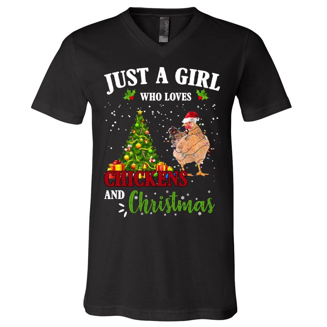Just A Girl Who Loves Chickens And Christmas V-Neck T-Shirt