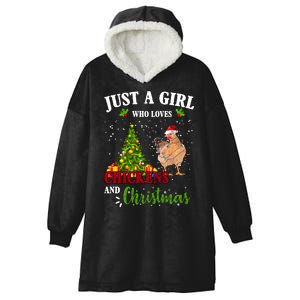 Just A Girl Who Loves Chickens And Christmas Hooded Wearable Blanket