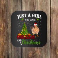 Just A Girl Who Loves Chickens And Christmas Coaster