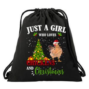 Just A Girl Who Loves Chickens And Christmas Drawstring Bag