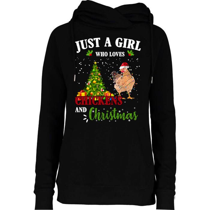 Just A Girl Who Loves Chickens And Christmas Womens Funnel Neck Pullover Hood