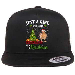 Just A Girl Who Loves Chickens And Christmas Flat Bill Trucker Hat