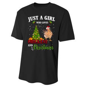 Just A Girl Who Loves Chickens And Christmas Performance Sprint T-Shirt