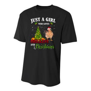 Just A Girl Who Loves Chickens And Christmas Youth Performance Sprint T-Shirt