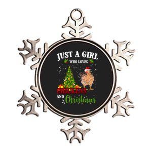 Just A Girl Who Loves Chickens And Christmas Metallic Star Ornament