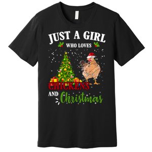 Just A Girl Who Loves Chickens And Christmas Premium T-Shirt