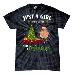 Just A Girl Who Loves Chickens And Christmas Tie-Dye T-Shirt