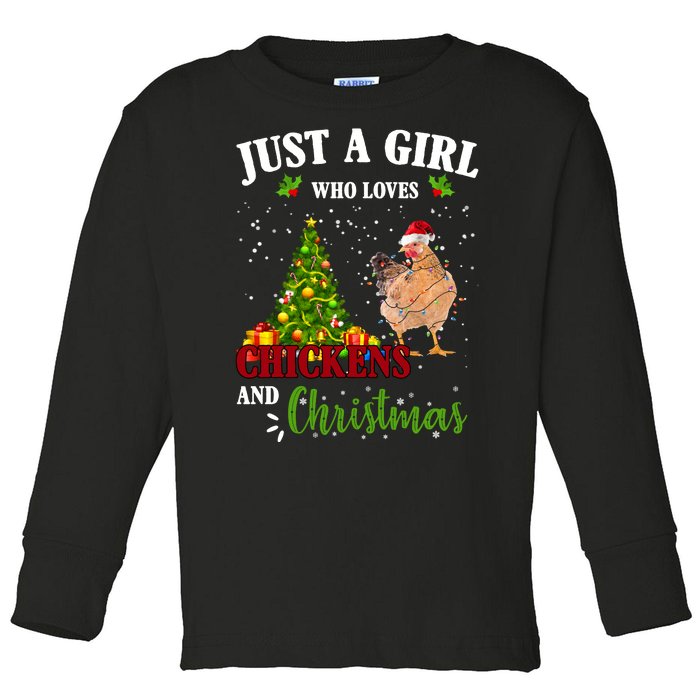 Just A Girl Who Loves Chickens And Christmas Toddler Long Sleeve Shirt