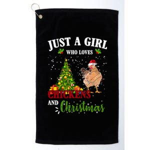 Just A Girl Who Loves Chickens And Christmas Platinum Collection Golf Towel