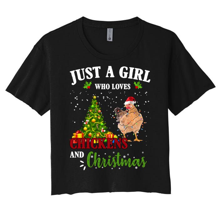 Just A Girl Who Loves Chickens And Christmas Women's Crop Top Tee