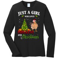 Just A Girl Who Loves Chickens And Christmas Ladies Long Sleeve Shirt