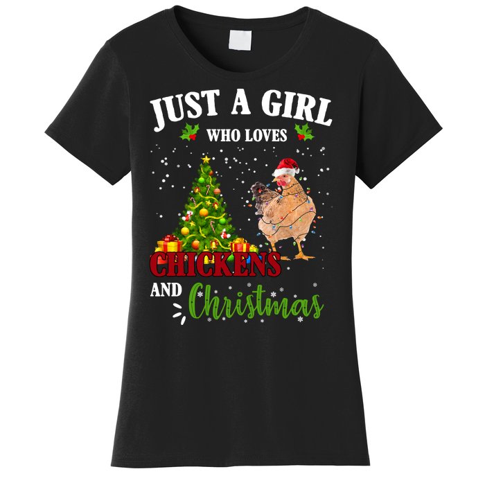 Just A Girl Who Loves Chickens And Christmas Women's T-Shirt