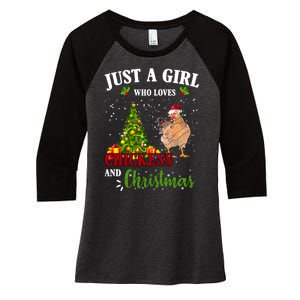 Just A Girl Who Loves Chickens And Christmas Women's Tri-Blend 3/4-Sleeve Raglan Shirt