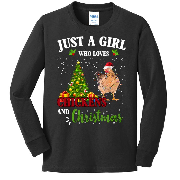 Just A Girl Who Loves Chickens And Christmas Kids Long Sleeve Shirt