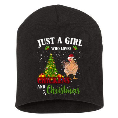 Just A Girl Who Loves Chickens And Christmas Short Acrylic Beanie