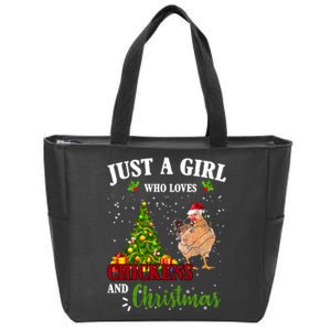 Just A Girl Who Loves Chickens And Christmas Zip Tote Bag