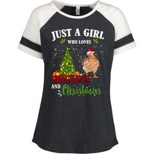 Just A Girl Who Loves Chickens And Christmas Enza Ladies Jersey Colorblock Tee