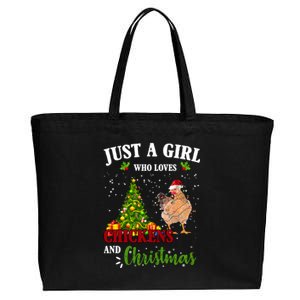 Just A Girl Who Loves Chickens And Christmas Cotton Canvas Jumbo Tote