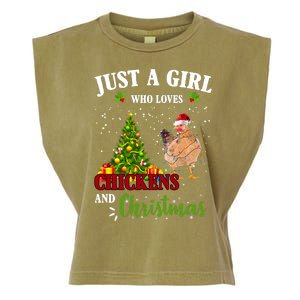 Just A Girl Who Loves Chickens And Christmas Garment-Dyed Women's Muscle Tee