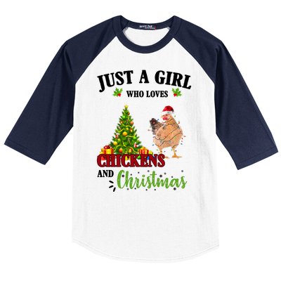 Just A Girl Who Loves Chickens And Christmas Baseball Sleeve Shirt