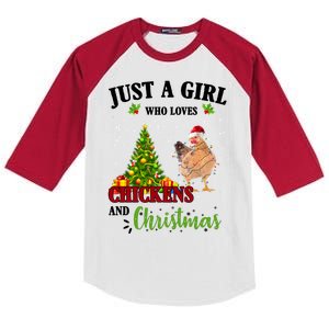 Just A Girl Who Loves Chickens And Christmas Kids Colorblock Raglan Jersey