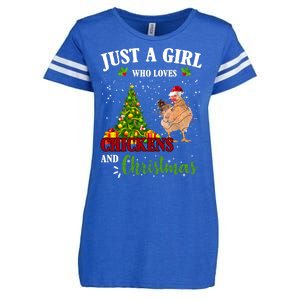 Just A Girl Who Loves Chickens And Christmas Enza Ladies Jersey Football T-Shirt