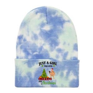 Just A Girl Who Loves Chickens And Christmas Tie Dye 12in Knit Beanie