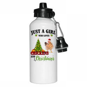 Just A Girl Who Loves Chickens And Christmas Aluminum Water Bottle