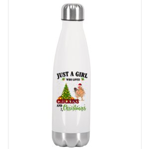 Just A Girl Who Loves Chickens And Christmas Stainless Steel Insulated Water Bottle