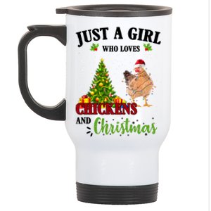 Just A Girl Who Loves Chickens And Christmas Stainless Steel Travel Mug