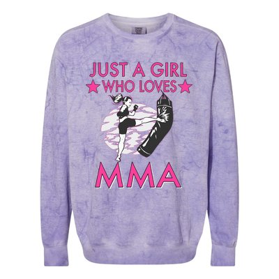 Just A Girl Who Loves MMA Mixed Martial Arts Colorblast Crewneck Sweatshirt