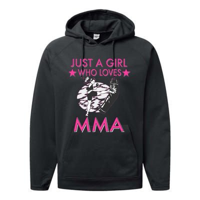 Just A Girl Who Loves MMA Mixed Martial Arts Performance Fleece Hoodie