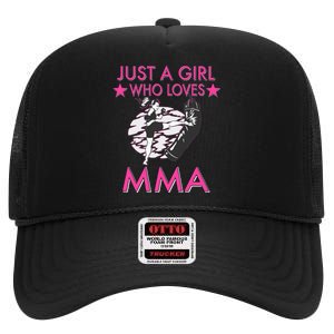 Just A Girl Who Loves MMA Mixed Martial Arts High Crown Mesh Back Trucker Hat