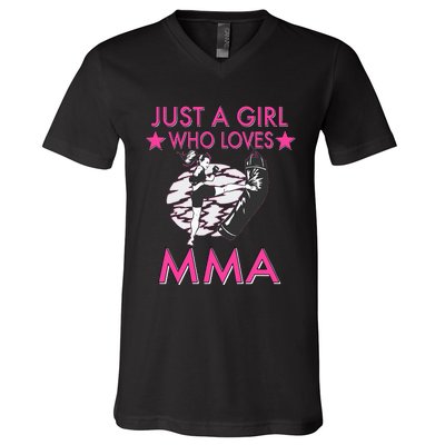 Just A Girl Who Loves MMA Mixed Martial Arts V-Neck T-Shirt