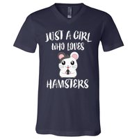 Just A Girl Who Loves Hamsters Animal Gift V-Neck T-Shirt