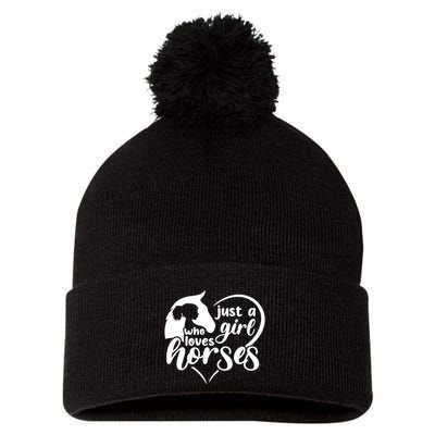 Just A Girl Who Loves Horses Pom Pom 12in Knit Beanie