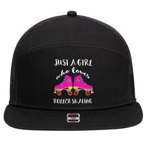 Just A Girl Who Loves Roller Skating Roller Skates Skaters 7 Panel Mesh Trucker Snapback Hat