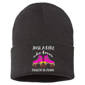 Just A Girl Who Loves Roller Skating Roller Skates Skaters Sustainable Knit Beanie