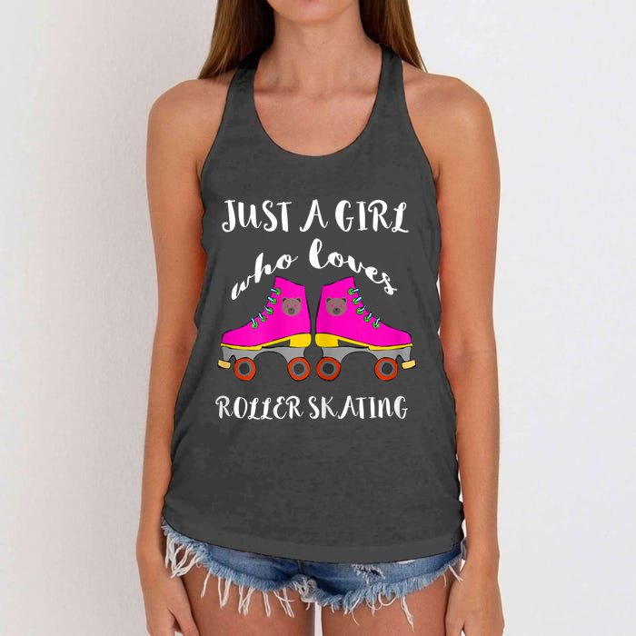 Just A Girl Who Loves Roller Skating Roller Skates Skaters Women's Knotted Racerback Tank