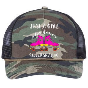 Just A Girl Who Loves Roller Skating Roller Skates Skaters Retro Rope Trucker Hat Cap