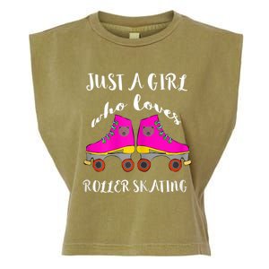 Just A Girl Who Loves Roller Skating Roller Skates Skaters Garment-Dyed Women's Muscle Tee